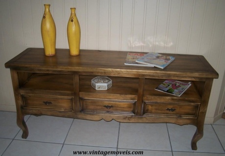 Rack Luis Felipe 03 Gavetas Castanho Envelhecido (1,50L x 0,46P x 0,70A)